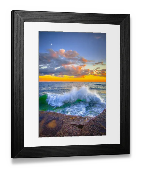 Framed Print : USA, New York, Lake Ontario. Sunset waves on rocky shoreline Framed Print : USA, New York, Lake Ontario. Sunset waves on rocky shoreline
