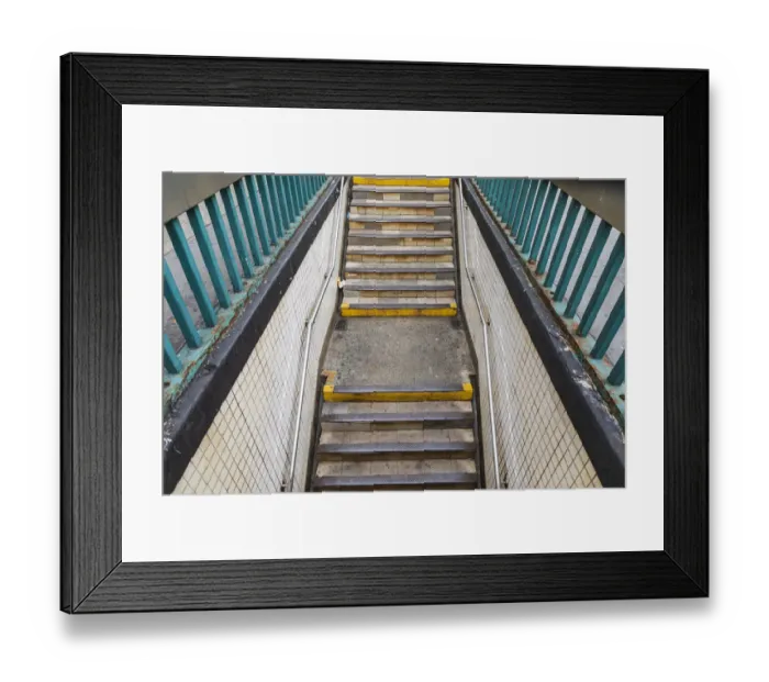 Framed Print : The Bronx, New York, USA. Stairs descending to the subway