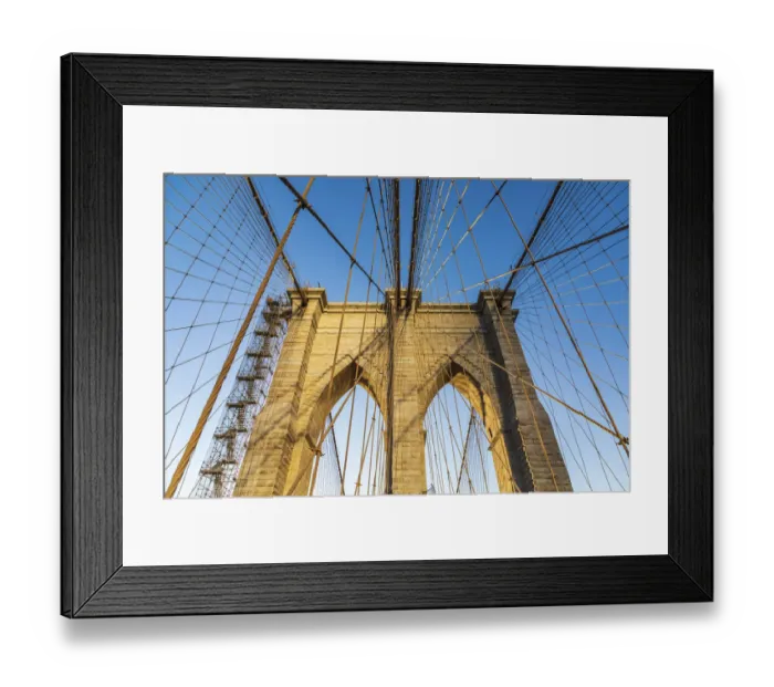Framed Print : Manhattan, New York, USA. Cables and tower on the Brooklyn Bridge