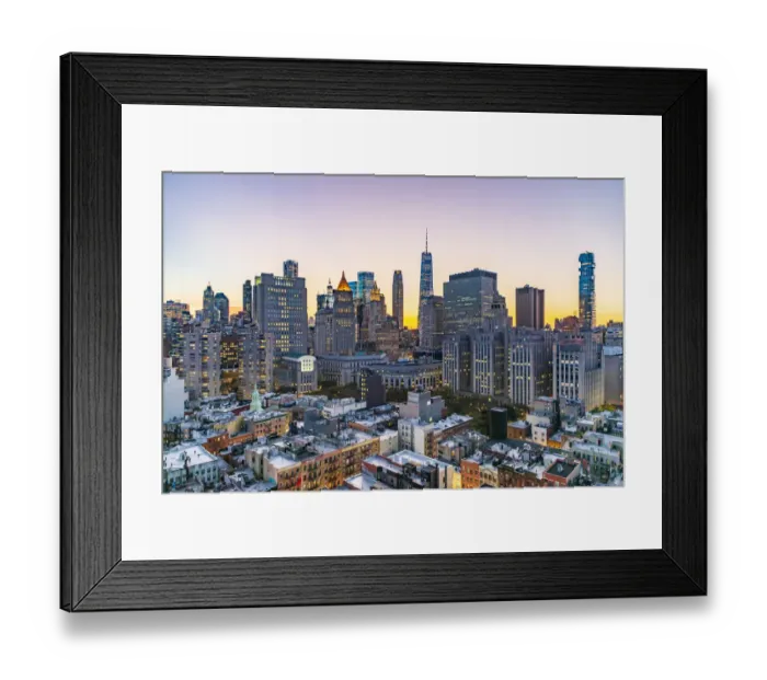 Framed Print : Manhattan, New York, USA. Lights in the windows of skyscrapers at sunset Framed Print : Manhattan, New York, USA. Lights in the windows of skyscrapers at sunset