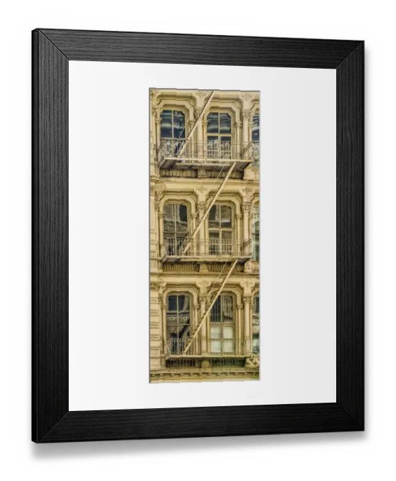 Framed Print : USA, New York. Windows and fire escapes