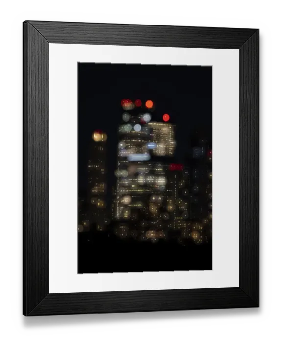 Framed Print : USA, New York. New York City skyline at night double exposure