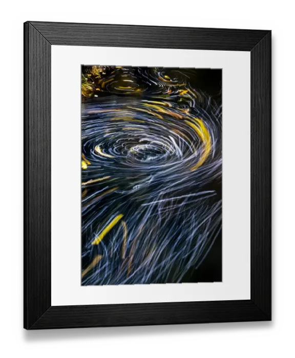 Framed Print : Eddy forms swirling patterns in the Nehalem River in autumn in the Tillamook State Forest, Oregon, USA