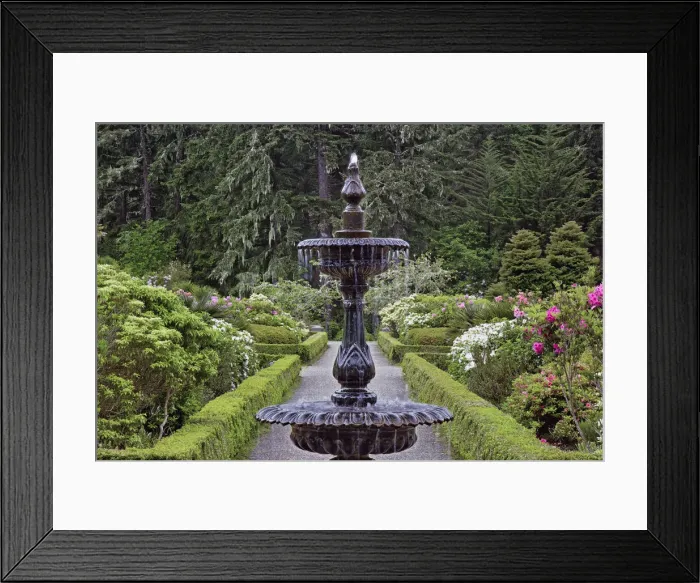 Framed Print : Fountain and in rhododendron garden, Shore Acres State Park, Coos Bay, Oregon Framed Print : Fountain and in rhododendron garden, Shore Acres State Park, Coos Bay, Oregon