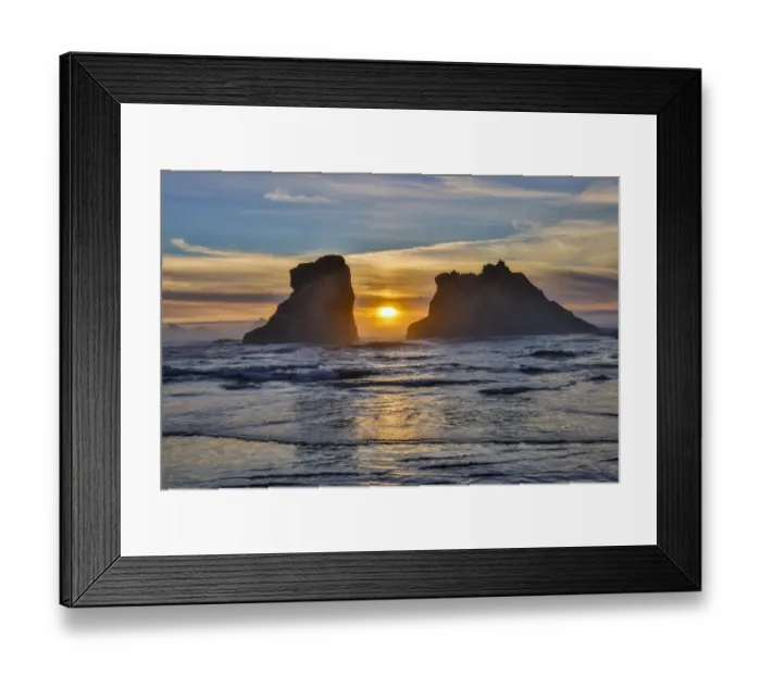Framed Print : Usa, Oregon, Bandon. Bandon Beach, Sunset at the Beach