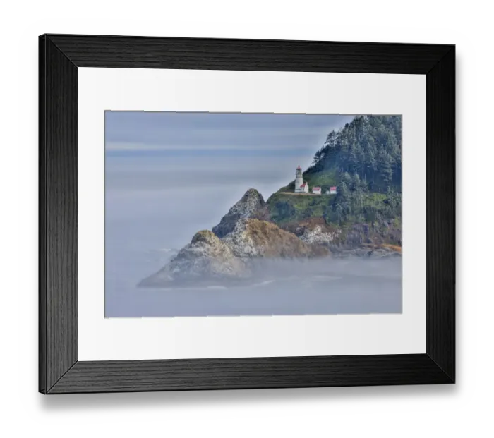 Framed Print : Usa, Oregon, Florence. Heceta Head Lighthouse, A Foggy Morning on the Pacific Surrounding the Heceta Head Lighthouse Framed Print : Usa, Oregon, Florence. Heceta Head Lighthouse, A Foggy Morning on the Pacific Surrounding the Heceta Head Lighthouse