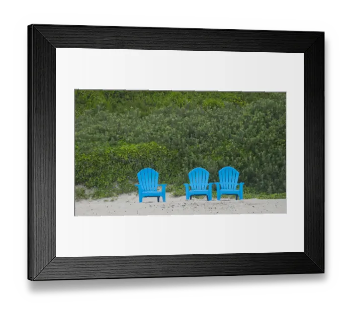 Framed Print : Oregon, chairs on Cannon Beach Framed Print : Oregon, chairs on Cannon Beach