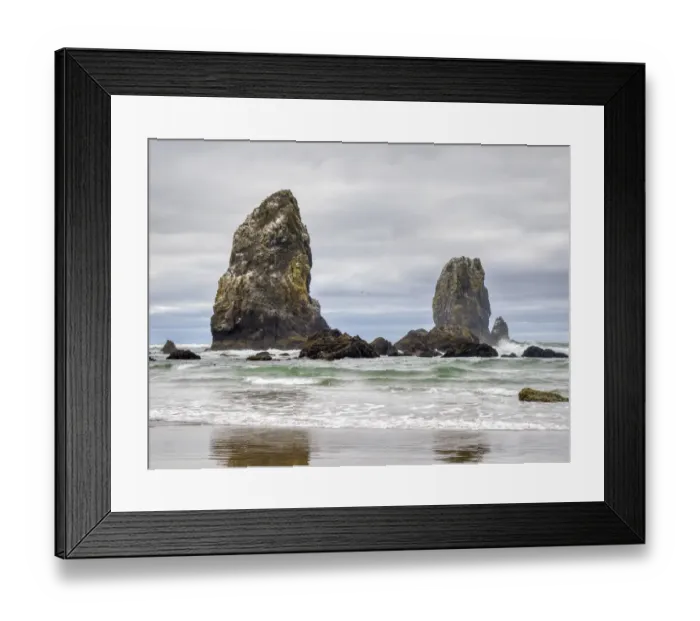 Framed Print : Oregon, Cannon Beach. Needle Seastack, stormy sky Framed Print : Oregon, Cannon Beach. Needle Seastack, stormy sky