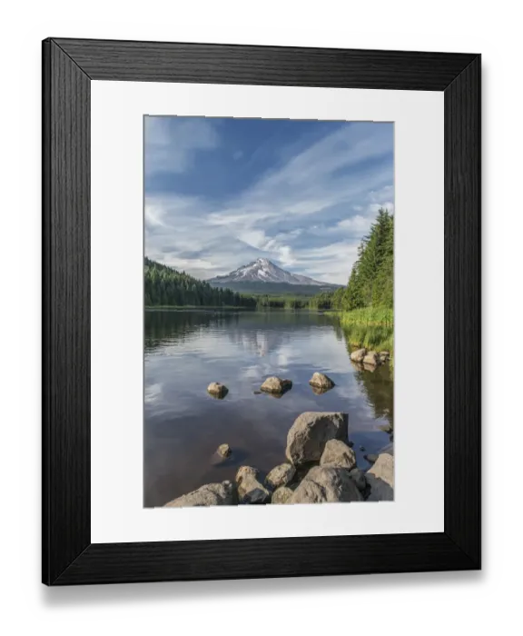 Framed Print : Oregon, Mt. Hood National Forest. Trillium Lake and Mt. Hood