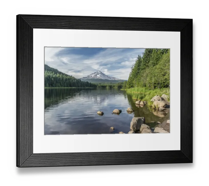 Framed Print : Oregon, Mt. Hood National Forest. Trillium Lake and Mt. Hood
