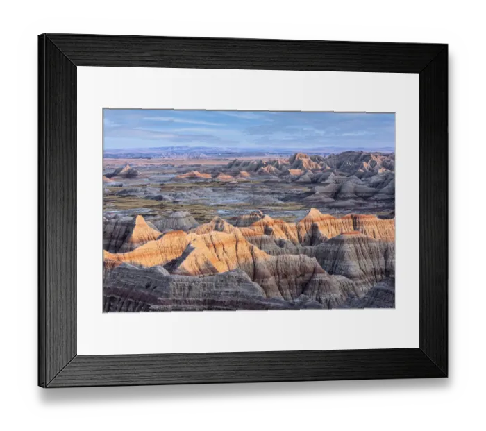 Framed Print : Formations of striated hoodoo lead the eye to a plateau and more peaks Framed Print : Formations of striated hoodoo lead the eye to a plateau and more peaks