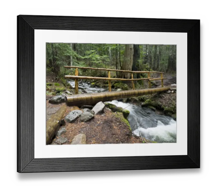 Framed Print : Washington State, Central Cascades. Footbridge over Talapus Creek Framed Print : Washington State, Central Cascades. Footbridge over Talapus Creek