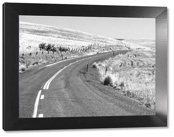 USA, Washington State, Benge Washtucna Road in black and white