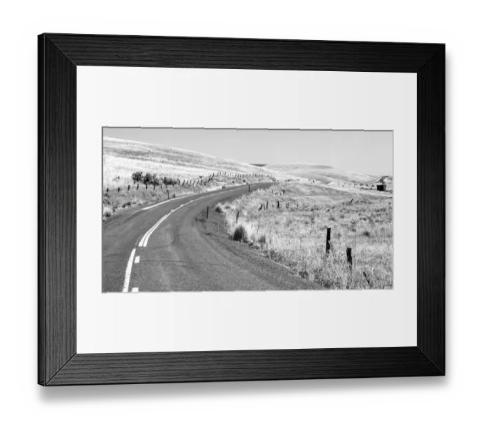 Framed Print : USA, Washington State, Benge Washtucna Road in black and white