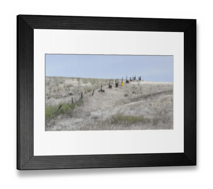 Framed Print : USA, Washington State, Benge. Wooden post fence and grasses on rolling hills