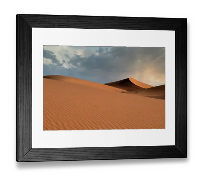 Framed Print : Sand dunes glow orange at sunset in the Sahara Desert Framed Print : Sand dunes glow orange at sunset in the Sahara Desert