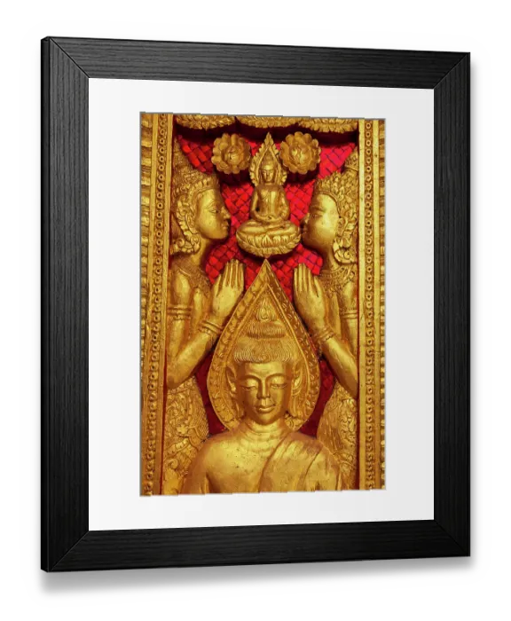 Framed Print : Laos, Luang Prabang. Haw Pha Bang, royal temple on the grounds of the Royal Palace Museum. Carved panel on wall Framed Print : Laos, Luang Prabang. Haw Pha Bang, royal temple on the grounds of the Royal Palace Museum. Carved panel on wall