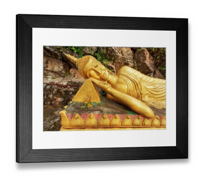 Framed Print : Laos, Luang Prabang. Reclining Buddha statue on Mount Phousi Framed Print : Laos, Luang Prabang. Reclining Buddha statue on Mount Phousi