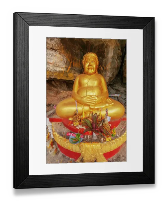 Framed Print : Laos, Luang Prabang. Vat Thammo Thayaram on Mount Phousi. Fat Buddha statue