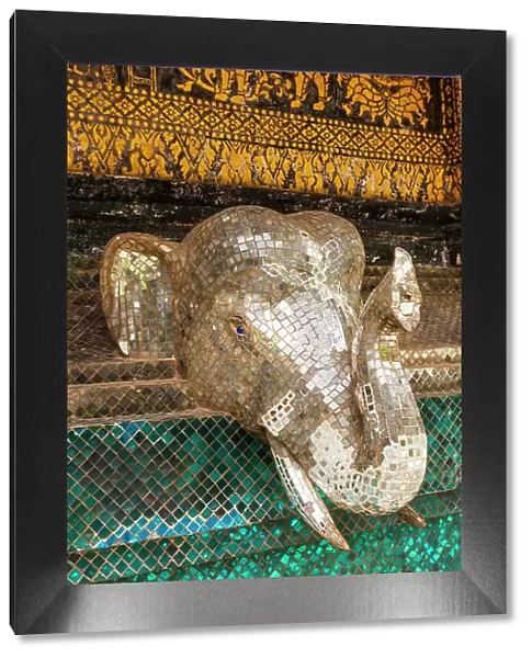 Laos, Luang Prabang. Mosaic elephant head