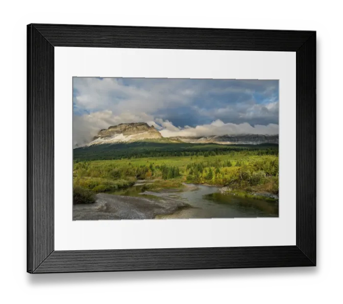 Framed Print : Singleshot Mountain with fresh snowfall over the St. Mary River in Glacier National Park, Montana, USA Framed Print : Singleshot Mountain with fresh snowfall over the St. Mary River in Glacier National Park, Montana, USA