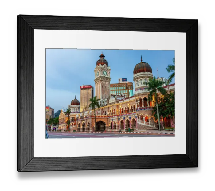 Framed Print : Kuala Lumpur, West Malaysia. Sultan Abdul Samad Building and its clock tower in Merdeka square