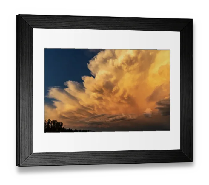 Framed Print : Dramatic storms clouds at sunset in Whitefish, Montana, USA