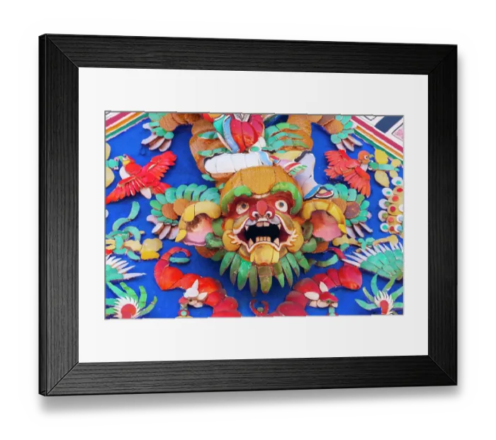 Framed Print : Malaysia, Malacca (Melaka). The Cheng Hoon Teng temple, painted carving on building Framed Print : Malaysia, Malacca (Melaka). The Cheng Hoon Teng temple, painted carving on building
