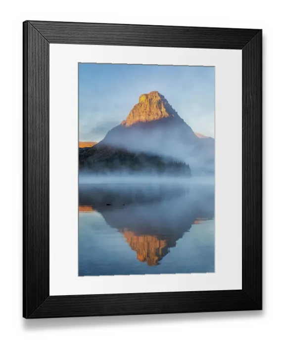 Framed Print : Sinopah Mountain and foggy sunrise over Two Medicine Lake in Glacier National Park, Montana, USA Framed Print : Sinopah Mountain and foggy sunrise over Two Medicine Lake in Glacier National Park, Montana, USA