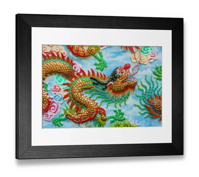 Framed Print : Bangkok, Thailand. Colorful relief of dragon or serpent Framed Print : Bangkok, Thailand. Colorful relief of dragon or serpent