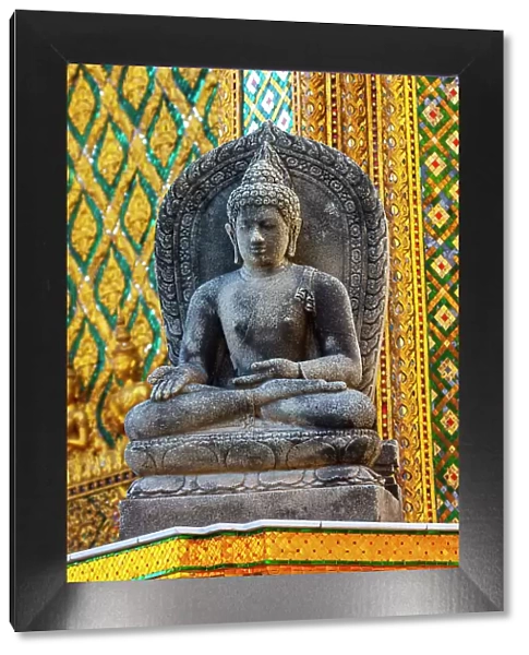 Thailand, Bangkok. Buddha statue at Wat Phra Kaew (Temple of The Emerald Buddha)