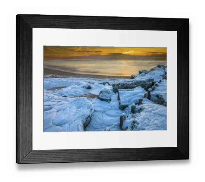 Framed Print : USA, New Jersey, Cape May National Seashore. Ice and snow on ocean shore Framed Print : USA, New Jersey, Cape May National Seashore. Ice and snow on ocean shore