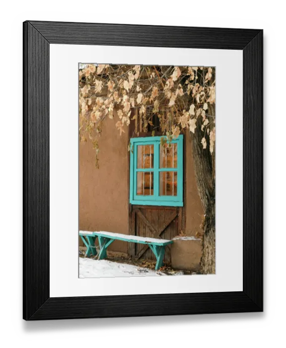 Framed Print : Taos, New Mexico, USA. Winter scene with adobe wall Framed Print : Taos, New Mexico, USA. Winter scene with adobe wall