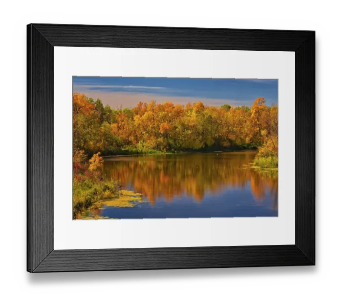 Framed Print : Canada, Manitoba. Autumn scene, Grindstone Point Road and Hwy 8
