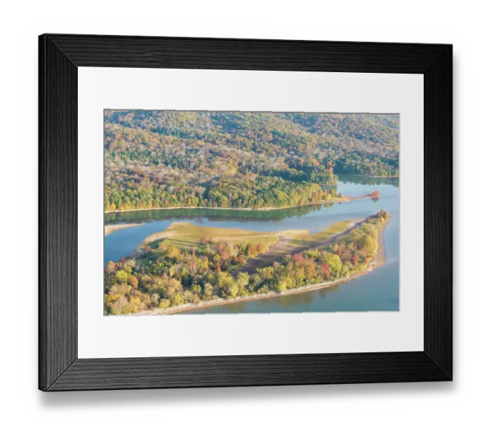Framed Print : USA, Tennessee. Hiwassee Wildlife Refuge fall color beginning. Tennessee Valley Authority drawdown exposes land Framed Print : USA, Tennessee. Hiwassee Wildlife Refuge fall color beginning. Tennessee Valley Authority drawdown exposes land