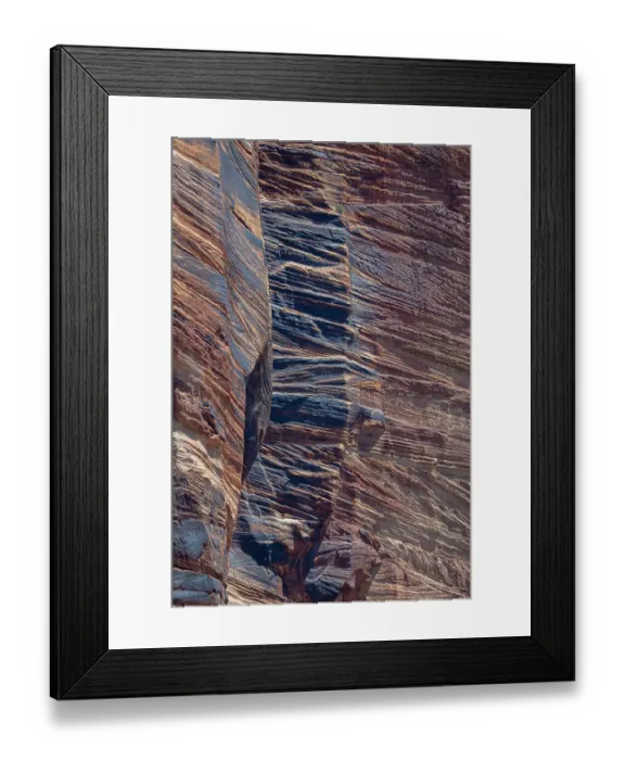 Framed Print : Layers of sedimentary rock edge the main highway that bisects Zion National Park