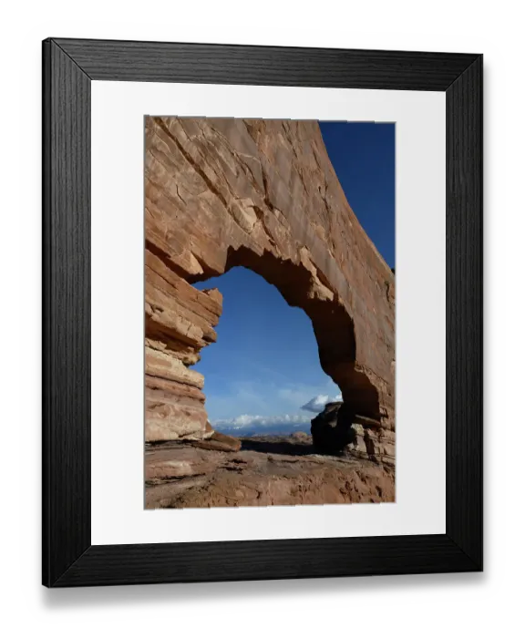 Framed Print : USA, Utah. Jeep Arch and clouds near Moab Framed Print : USA, Utah. Jeep Arch and clouds near Moab