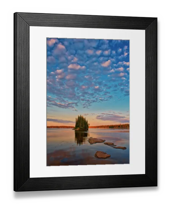 Framed Print : Canada, Manitoba, Paint Lake Provincial Park. Island on Paint Lake at sunrise Framed Print : Canada, Manitoba, Paint Lake Provincial Park. Island on Paint Lake at sunrise
