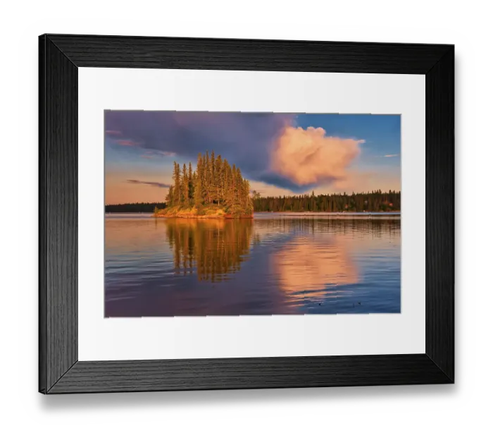 Framed Print : Canada, Manitoba, Paint Lake Provincial Park. Island on Paint Lake at sunrise Framed Print : Canada, Manitoba, Paint Lake Provincial Park. Island on Paint Lake at sunrise