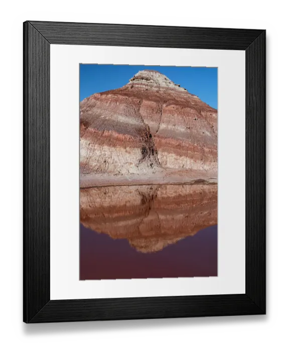 Framed Print : USA, Utah. Reflection, Bentonite Hills geological feature, Capitol Reef National Park