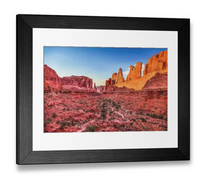 Framed Print : Park Avenue Section, Arches National Park, Moab, Utah, USA. Classic sandstone walls, hoodoos and famous landmark in Arches National Park Framed Print : Park Avenue Section, Arches National Park, Moab, Utah, USA. Classic sandstone walls, hoodoos and famous landmark in Arches National Park