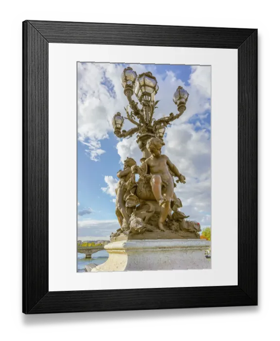 Framed Print : Paris. Decorative street lamp on Pont Alexandre III, along River Seine Framed Print : Paris. Decorative street lamp on Pont Alexandre III, along River Seine