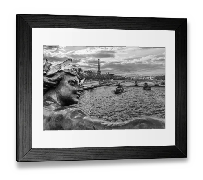 Framed Print : Paris. Nymphes de la Seine statue on Pont Alexandre III, along River Seine. Distant Eiffel Tower Framed Print : Paris. Nymphes de la Seine statue on Pont Alexandre III, along River Seine. Distant Eiffel Tower