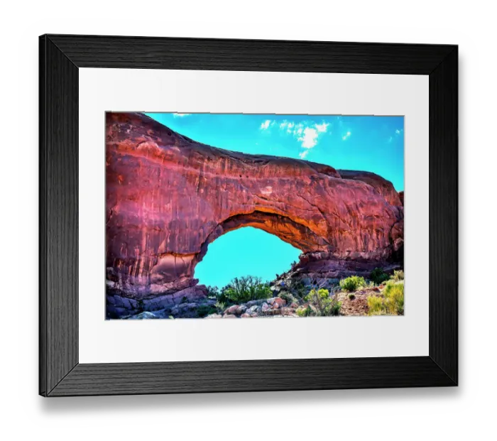 Framed Print : North window Arch Windows Section Arches National Park, Moab, Utah, USA. Red canyon walls and blue skies Framed Print : North window Arch Windows Section Arches National Park, Moab, Utah, USA. Red canyon walls and blue skies