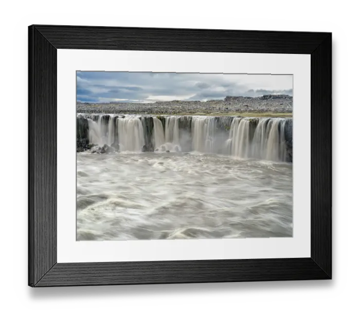 Framed Print : Waterfall Selfoss in the Vatnajokull National Park. Selfoss is the first of several waterfalls of river Jokulsa a Fjollum in the canyon Jokulsargljufur, Iceland