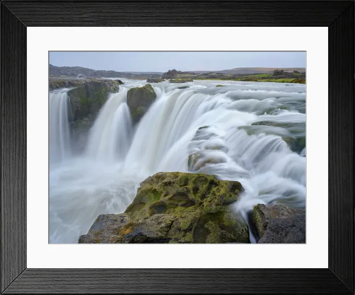 Framed Print : Waterfall Hrafnabjargafoss. The highlands in Iceland close to road F26, the Sprengisandur 4x4 track. Europe, Iceland