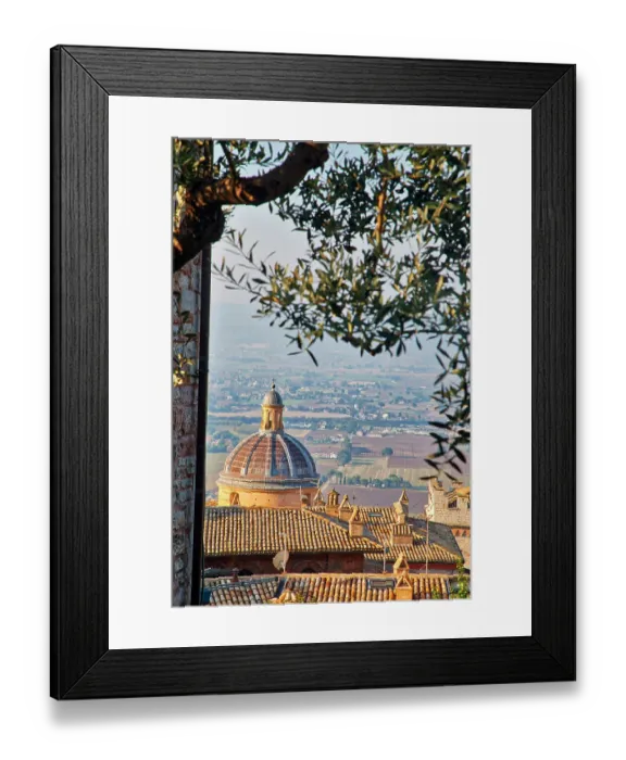 Framed Print : Italy, Umbria, Assisi. The dome of the Convento Chiesa Nuova with the countryside in the distance Framed Print : Italy, Umbria, Assisi. The dome of the Convento Chiesa Nuova with the countryside in the distance