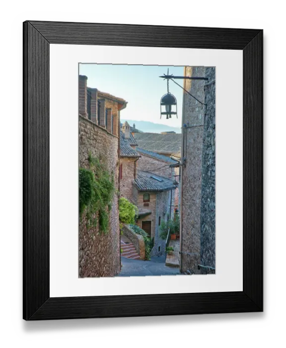 Framed Print : Italy, Umbria. Homes along the streets of Assisi