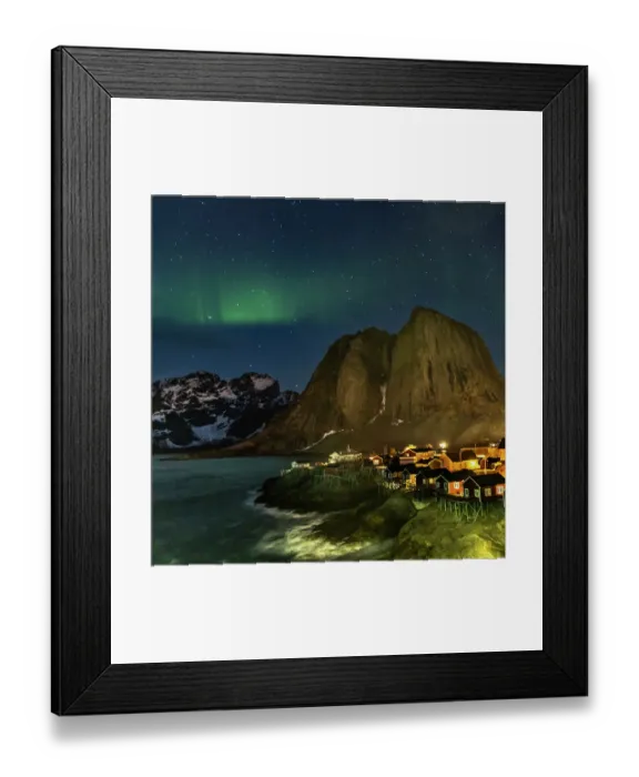 Framed Print : Norway, Lofoten Islands. Aurora Borealis In the sky above Hamnoy in Reine Framed Print : Norway, Lofoten Islands. Aurora Borealis In the sky above Hamnoy in Reine