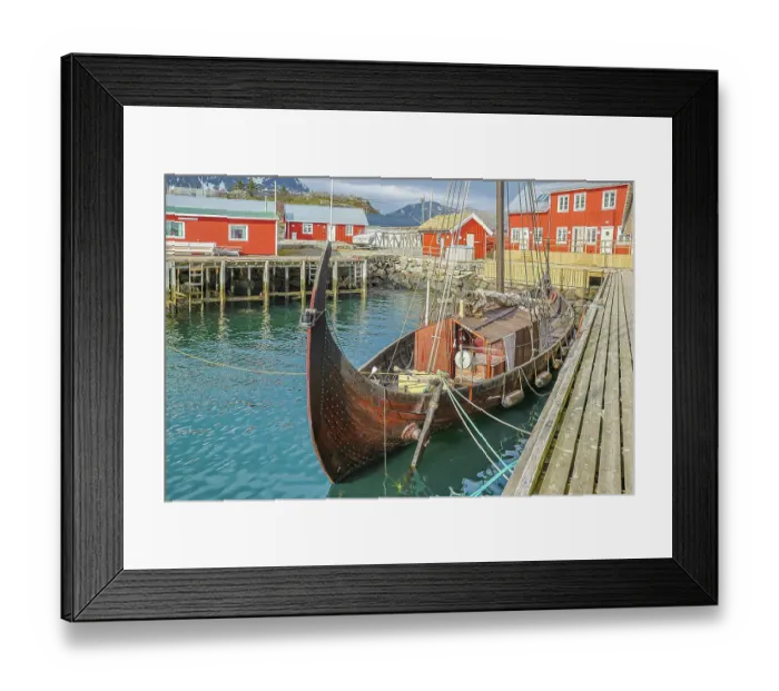 Framed Print : Norway, Lofoten Islands. Ballstadoy from across the lake Framed Print : Norway, Lofoten Islands. Ballstadoy from across the lake